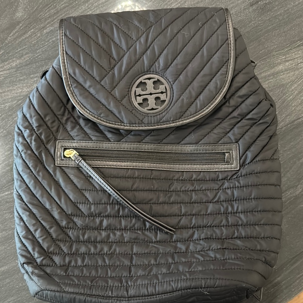 Tory Burch Quilted Black Backpack Purse